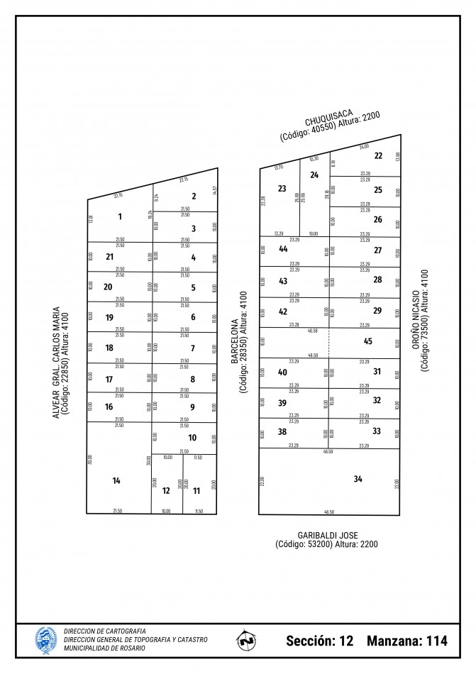 Terreno Frentista zona sur 215 m2 Pasaje Barcelona 4178  a 100 metros de Bv. Oroño al 4100